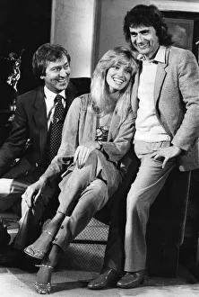Dudley Moore and Susan Anton laughing during filming interview with Des O' Dudley Moore and Susan Anton laughing during filming interview with Des O'