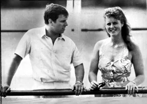 Duke and Duchess of York on the Royal Yacht Britannia sailing round the Azores on their Duke and Duchess of York on the Royal Yacht Britannia sailing round the Azores on their