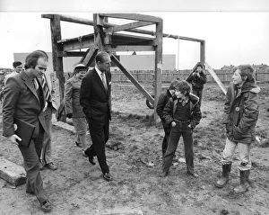 The Duke of Edinburgh. Prince Philip walking through a children's play area The Duke of Edinburgh. Prince Philip walking through a children's play area