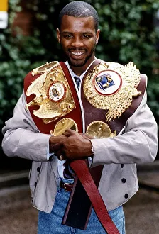 Duke McKenzie Boxer with IBF world championship belt {left} Duke McKenzie Boxer with IBF world championship belt {left}