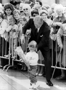 The Duke picks Pauline Smith from the crowd & points her in the direction of the Queen The Duke picks Pauline Smith from the crowd & points her in the direction of the Queen