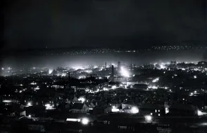 Dundee at night view of the city by night aerial view light pollution Dundee at night view of the city by night aerial view light pollution