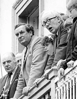 Durham Miners Gala - Michael Foot and Dennis Healey watch the march pass by Durham Miners Gala - Michael Foot and Dennis Healey watch the march pass by