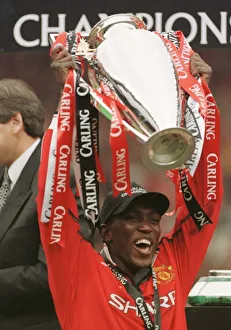 Dwight Yorke celebrates May 1999 after Manchester United winning 2-1 against Dwight Yorke celebrates May 1999 after Manchester United winning 2-1 against