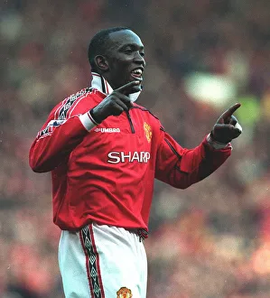 Dwight Yorke celebrating after Manchester United Feb 1999 had beaten Southampton Dwight Yorke celebrating after Manchester United Feb 1999 had beaten Southampton