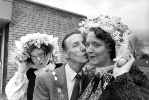 Easter bonnet contest winner Ellen Taylor gets a kiss from the Mayor of North Tyneside Easter bonnet contest winner Ellen Taylor gets a kiss from the Mayor of North Tyneside