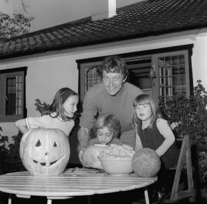 Ed Bishop with children and pumpkin October 1971 Ed Bishop Actor Ed Bishop with children and pumpkin October 1971 Ed Bishop Actor