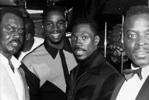 Eddie Murphy Comedian Actor with Lennox Lewis Boxer at the Moonlighting Nightclub in Eddie Murphy Comedian Actor with Lennox Lewis Boxer at the Moonlighting Nightclub in