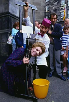 Edinburgh Festival August 1988 Gerry Connolly as Margaret Thatcher being beheaded Edinburgh Festival August 1988 Gerry Connolly as Margaret Thatcher being beheaded