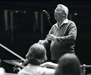 Edward Heath rehearsing the 107 strong European Community Youth Orchestra at the Royal Edward Heath rehearsing the 107 strong European Community Youth Orchestra at the Royal