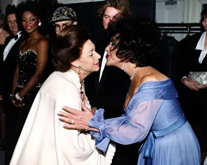 Elizabeth Taylor Actress kisses Princess Margaret as she arrives for a charity Gala in Elizabeth Taylor Actress kisses Princess Margaret as she arrives for a charity Gala in