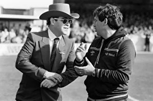 Elton John and Graham Taylor at the Watford v Liverpool football match, 14th May 1983 Elton John and Graham Taylor at the Watford v Liverpool football match, 14th May 1983