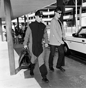 Elton John at Heathrow Airport, London. 16th July 1987 Elton John at Heathrow Airport, London. 16th July 1987