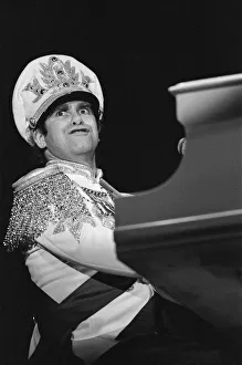 Elton John performing in concert during his 'Jump Up Tour'. 5th December 1982 Elton John performing in concert during his 'Jump Up Tour'. 5th December 1982