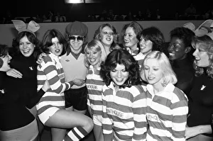 Elton John pictured with Bunny Girls and Penthouse Pets during a 5 a side football match Elton John pictured with Bunny Girls and Penthouse Pets during a 5 a side football match