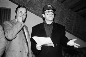 Elton John, pictured speaking to press about the sale of Watford Football Club Elton John, pictured speaking to press about the sale of Watford Football Club