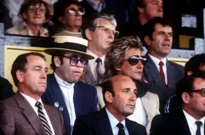 Elton John and Rod Stewart enjoy a football match at Watford Elton John and Rod Stewart enjoy a football match at Watford