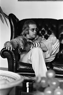 Elton John, singer, pictured at home in Virginia Water. 20th March 1973 Elton John, singer, pictured at home in Virginia Water. 20th March 1973