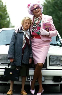 Emily Perry actress who plays downtrodden Madge Allsopp with her co star Barry Humphries Emily Perry actress who plays downtrodden Madge Allsopp with her co star Barry Humphries