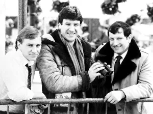 Emlyn Hughes Liverpool footballer April 1986 with jockeys Bob Champion right Emlyn Hughes Liverpool footballer April 1986 with jockeys Bob Champion right