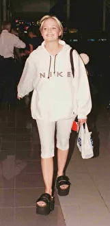 Emma of Spice girls leaves Heathrow for Paris 1997 Emma of Spice girls leaves Heathrow for Paris 1997