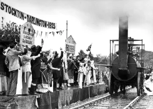 The end of a pageant at Preston Park and a replica of George Stephenson' The end of a pageant at Preston Park and a replica of George Stephenson'