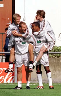Images Dated 11th June 1998: England Football Training 1998 team mates relaxing Alan Shearer