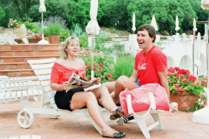 England footballer Bryan Robson in relaxed mood with his wife Denise at the team' England footballer Bryan Robson in relaxed mood with his wife Denise at the team'