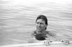 England footballer Bryan Robson relaxing in the swimming pool at the Cima Club in England footballer Bryan Robson relaxing in the swimming pool at the Cima Club in