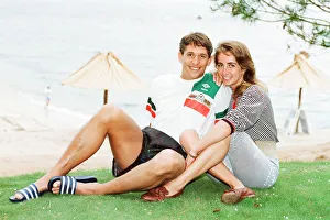 England footballer Gary Lineker relaxes with his wife Michelle at the team' England footballer Gary Lineker relaxes with his wife Michelle at the team'