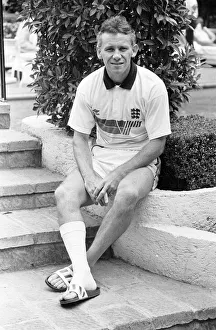England footballer Peter Reid with bandaged right leg following an injury England footballer Peter Reid with bandaged right leg following an injury