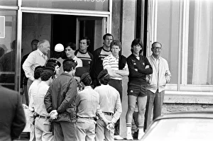 England footballers outside the team hotel during the 1982 World Cup Finals in Spain England footballers outside the team hotel during the 1982 World Cup Finals in Spain