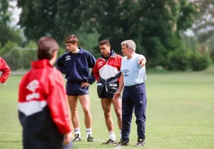 England manager Bobby Robson with Alan Smith (left) and Des Walker as he takes charge of England manager Bobby Robson with Alan Smith (left) and Des Walker as he takes charge of