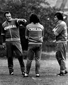 England manager Don Revie during training. With is 2 men that he hopes that will put England manager Don Revie during training. With is 2 men that he hopes that will put