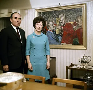 England manager Sir Alf Ramsey at home with his wife April 1970 England manager Sir Alf Ramsey at home with his wife April 1970
