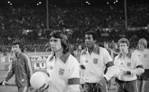 The England team enter the pitch at Wembley Stadium for their European Championships The England team enter the pitch at Wembley Stadium for their European Championships