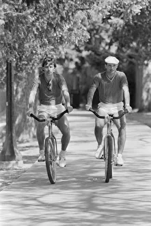 England team members Bryan Robson and Ray Wilkins go for a bike ride near their hotel in England team members Bryan Robson and Ray Wilkins go for a bike ride near their hotel in