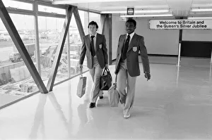 England U21 Laurie Cunningham and team mate leaving Heathrow Airport for Helsinki England U21 Laurie Cunningham and team mate leaving Heathrow Airport for Helsinki