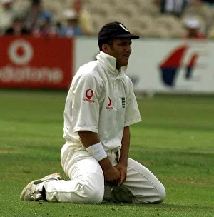 England v New Zealand Cricket Third Test August 1999 Mark Butcher sits on pitch in England v New Zealand Cricket Third Test August 1999 Mark Butcher sits on pitch in