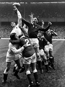 England v Wales Rugby Union International Welsh line out jumper Geoff Evans England v Wales Rugby Union International Welsh line out jumper Geoff Evans