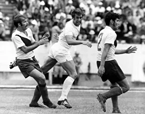 Englands Geoff Hurst in action against Ecuador in the 1970 World Cup Finals which were Englands Geoff Hurst in action against Ecuador in the 1970 World Cup Finals which were