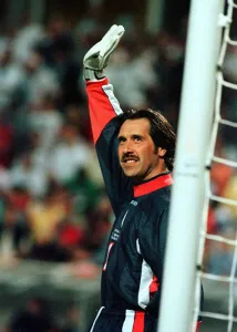 England's goalkeeper David Seaman celebrates after England beat Colombia in Lens England's goalkeeper David Seaman celebrates after England beat Colombia in Lens