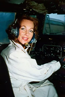 English actress Shirley Anne Field in the cockpit of a helicopter. June 1980 English actress Shirley Anne Field in the cockpit of a helicopter. June 1980