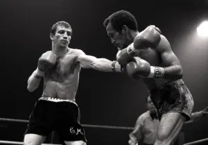 English flyweight boxer Charlie Magri in action during his fight against Eleoncio English flyweight boxer Charlie Magri in action during his fight against Eleoncio
