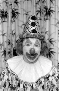Entertainment: Clowns Blowey the clown seen here putting on his make-up before a Entertainment: Clowns Blowey the clown seen here putting on his make-up before a