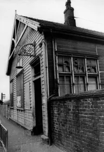 The entrance to Heaton Railway Station on 10th July 1977 The entrance to Heaton Railway Station on 10th July 1977