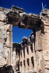 Entrance to temple of Bacchusat ruins in Baalbek in Lebanon Entrance to temple of Bacchusat ruins in Baalbek in Lebanon