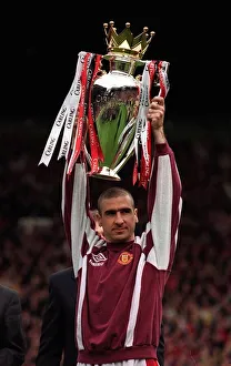 Eric Cantona Manchester United manager celebrates after winning the Premier League title Eric Cantona Manchester United manager celebrates after winning the Premier League title