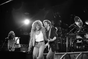 Eric Clapton in concert with American singer Tina Turner June 1987 Eric Clapton in concert with American singer Tina Turner June 1987