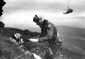 Evening Chronicle reporter Rex Garratt (being rescued) joined a RAF search Evening Chronicle reporter Rex Garratt (being rescued) joined a RAF search
